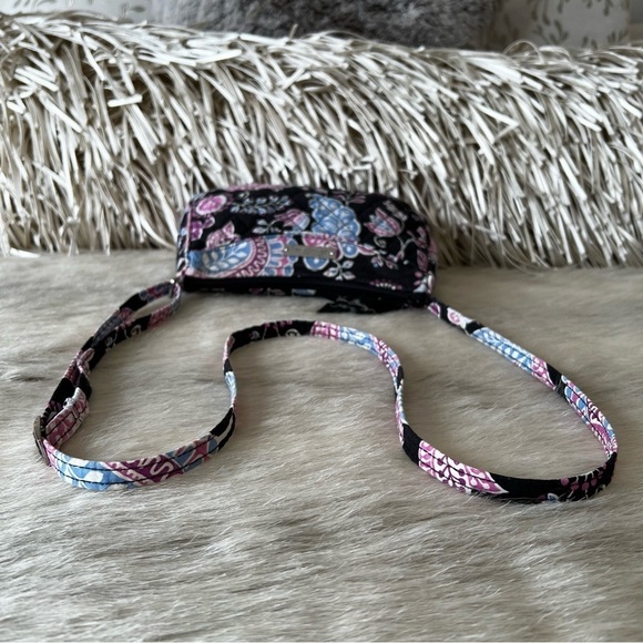 VERA BRADLEY Alpine Floral Little Crossbody Black Blue Purple Quilted REPAIRED - Picture 12 of 16